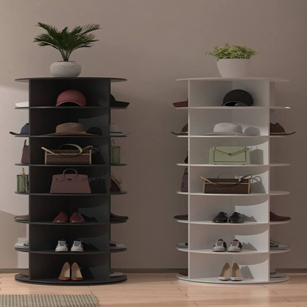 Alt View 10. Loheer - Loheer 7 tier rotating shoe rack white round shoe carousel 28 pairs capacity - White.