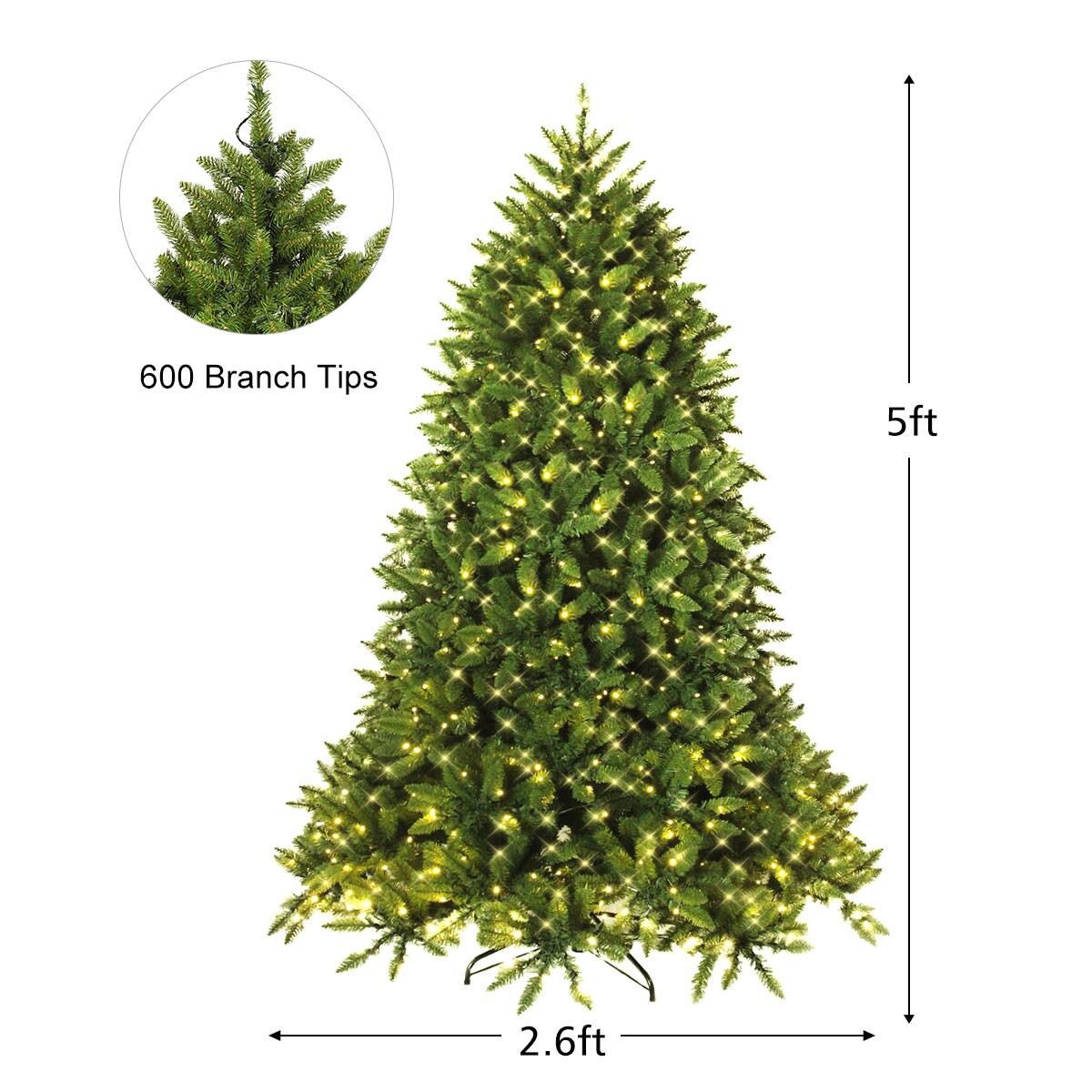 The text on the image reads: "600 Branch Tips 5ft 2.6ft."