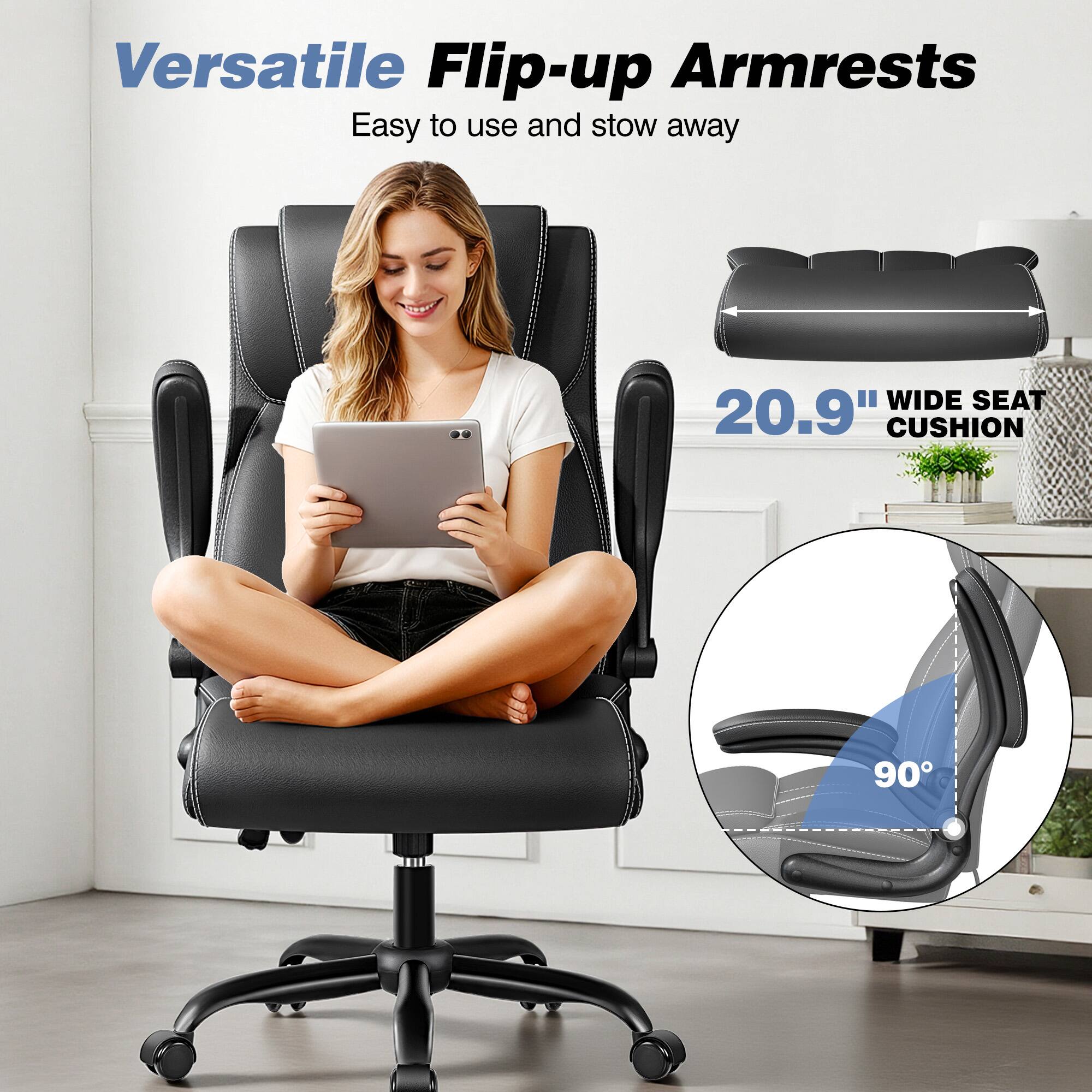 Versatile Flip-up Armrests  
Easy to use and stow away  

20.9" Wide Seat Cushion  

90°