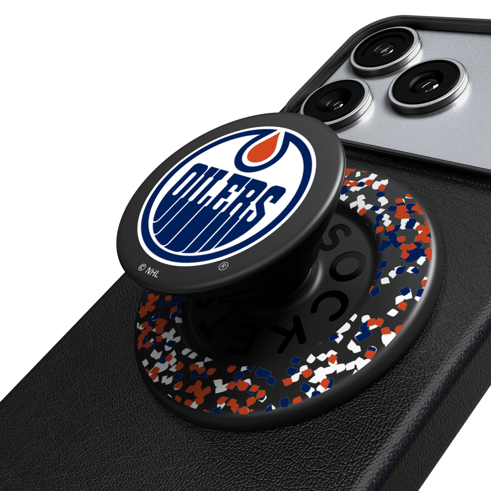 Keyscaper - Edmonton Oilers Confetti Magnetic Phone Grip & Stand - No Size - Black