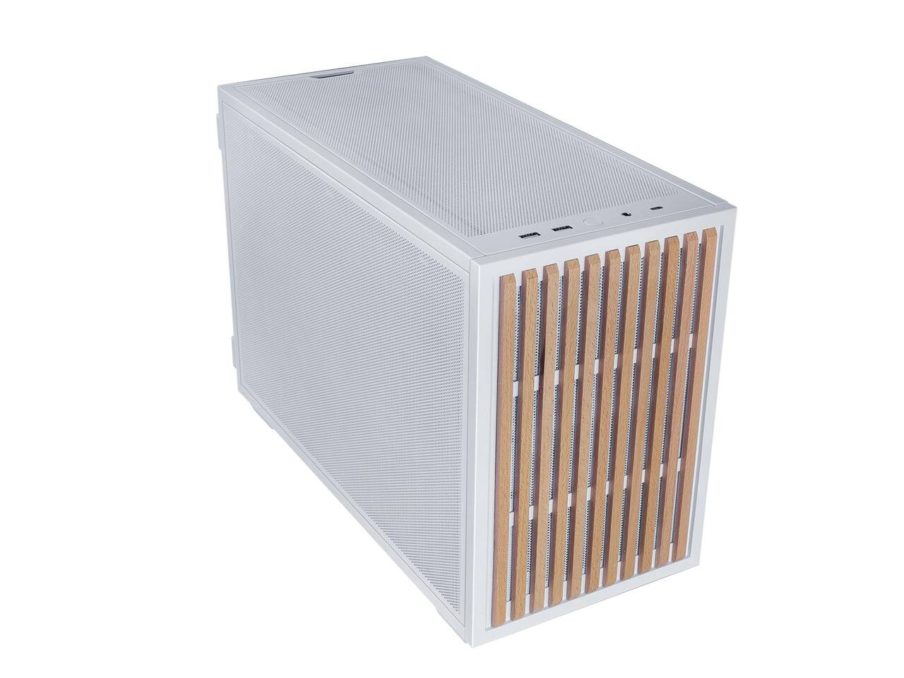 Alt View 7. Lian Li - B4-mATX Beech Wood Compact SFF Computer Case Pre-installed 2 x 120mm Fans Rotating AC Inlet Horizontal/Vertical Setup - White.