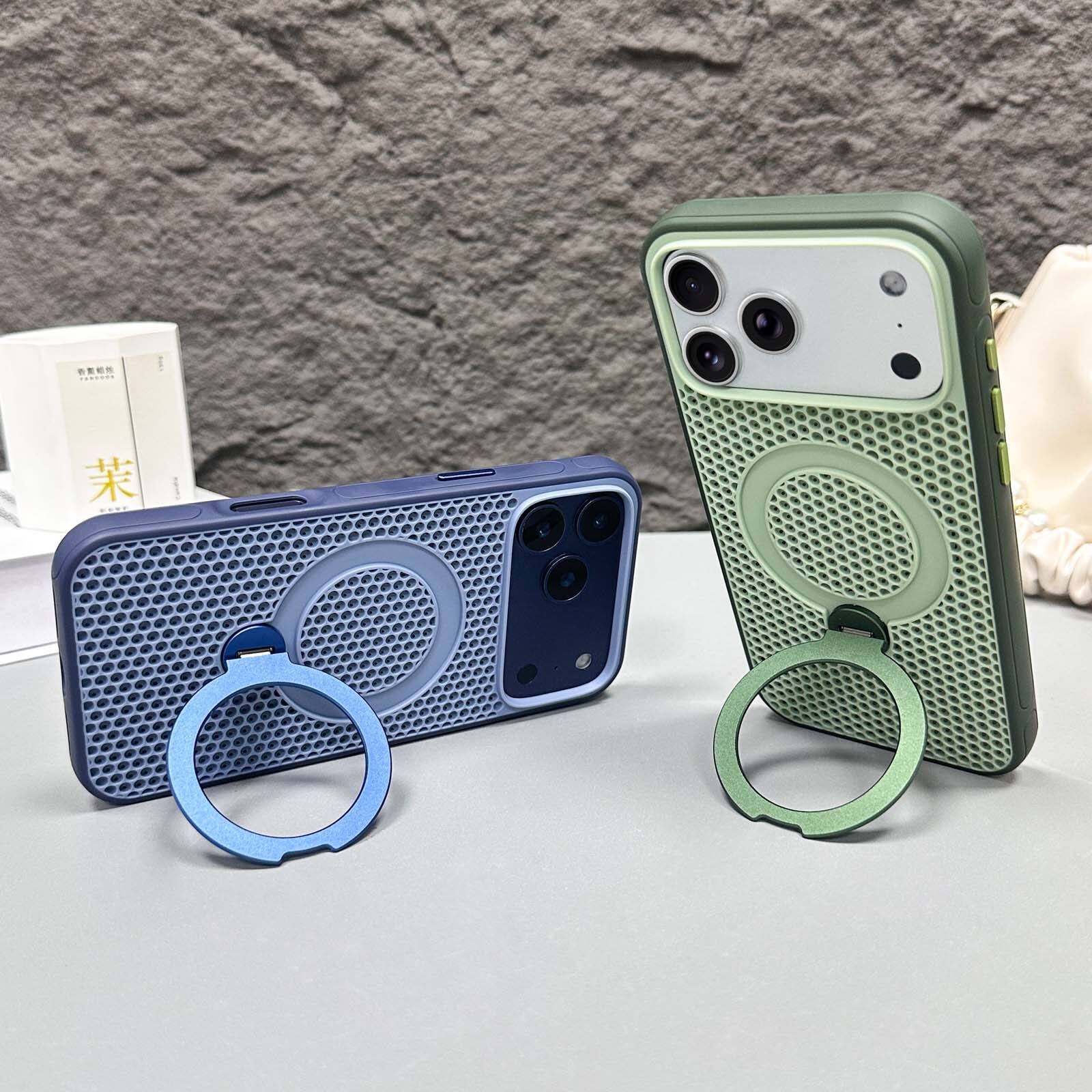 Alt View 6. Dteck - Magnetic Case for Apple iPhone 17 Pro Max with Integrated Ring Stand, Cooling Shockproof Slim Rugged Protective Cover - Darkblue.