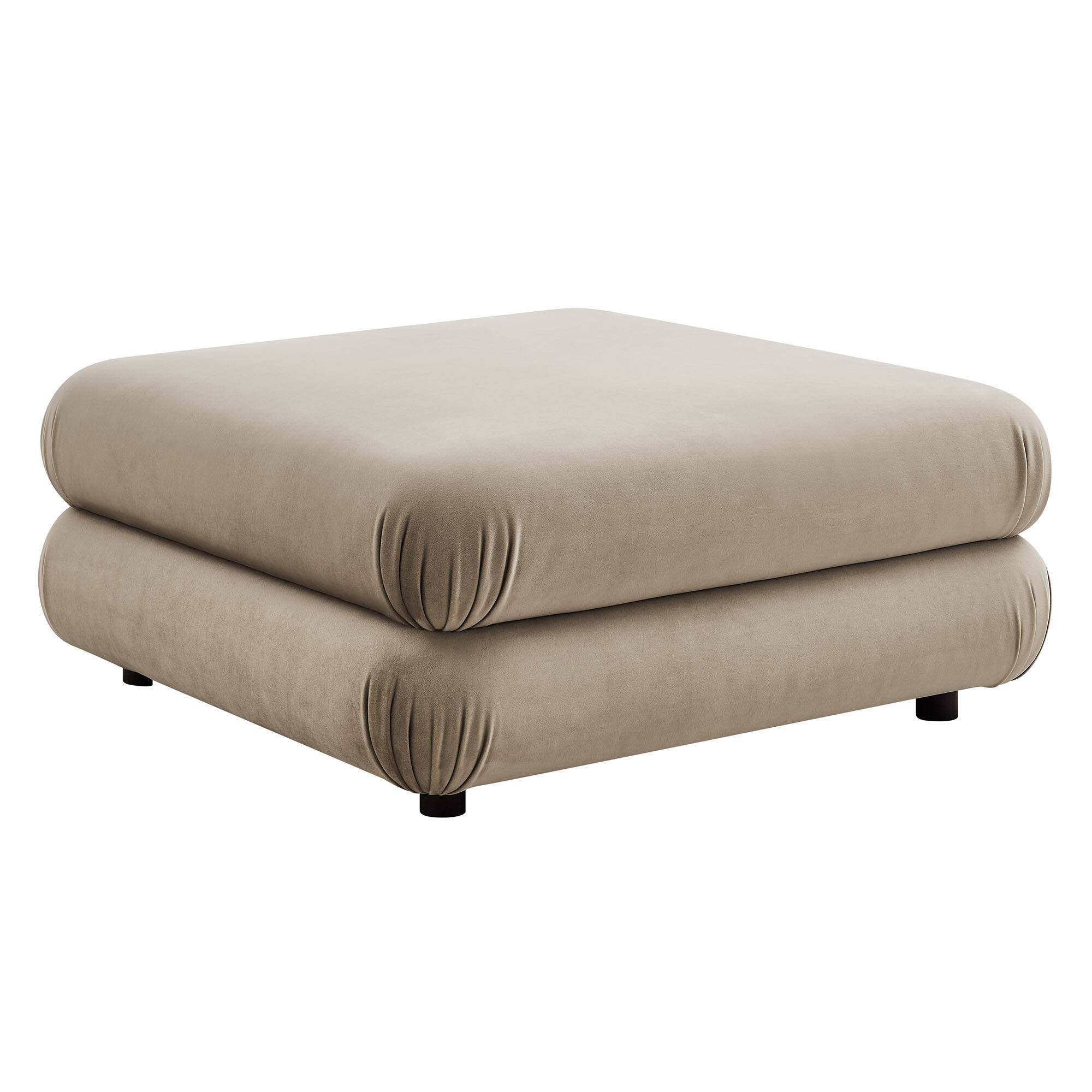 Angle. Modway - Jubilee Modular Performance Velvet Ottoman by Modway - Taupe.