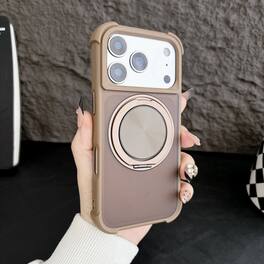 Dteck - for Apple iPhone 17 Pro Max Rugged Case,Shockproof Hybrid PC TPU Shell with Ring Kickstand Anti-Scratch Matte Cover - Desertgold