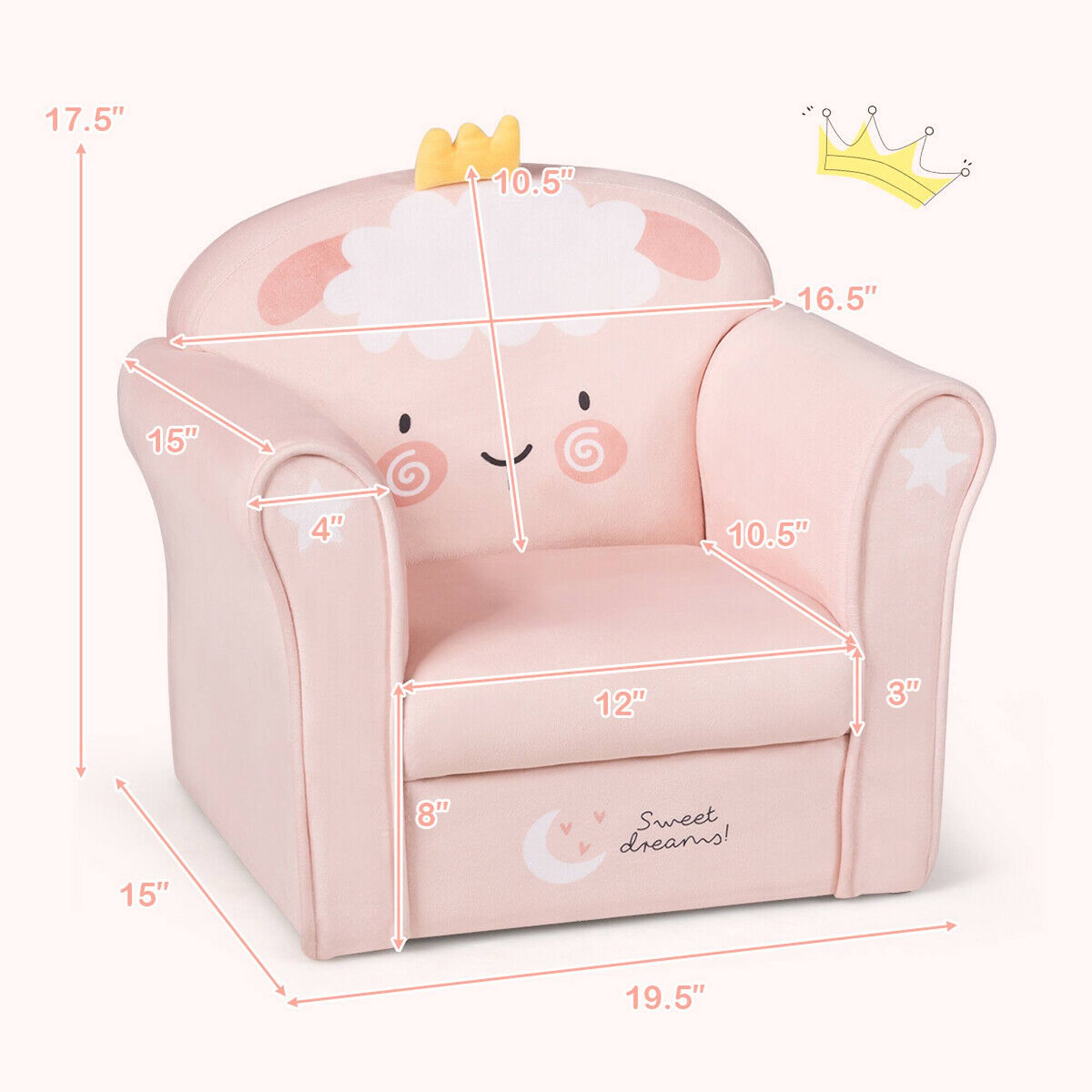 17.5"  
16.5"  
10.5"  
15"  
4"  
10.5"  
12"  
3"  
15"  
8"  
19.5"  

Sweet dreams!