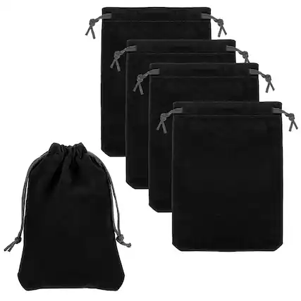 Front. Unique Bargains - Headphone Bag, 5pcs 5.91x4.72 Inch Travel Headset Carrying Storage Pouch Soft Drawstring for Over-Ear Headphones - Black.