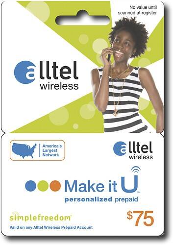 Front Standard. Alltel - "U" $75 Prepaid Wireless Airtime Card.