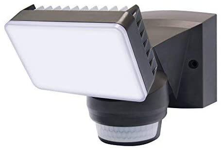 IQ America - LED Outdoor Motion Security Flood Light 1600 Lumen 180 degree 70 ft Detection Wall Eave Universal Mount BZ - Bronze