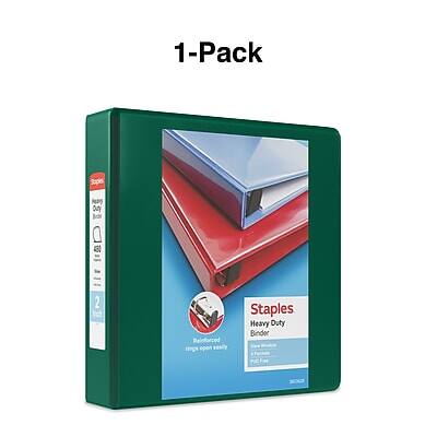 1-Pack  
Staples Heavy Duty Binder  
Reinforced rings open easily  
2"  
Heavy Duty