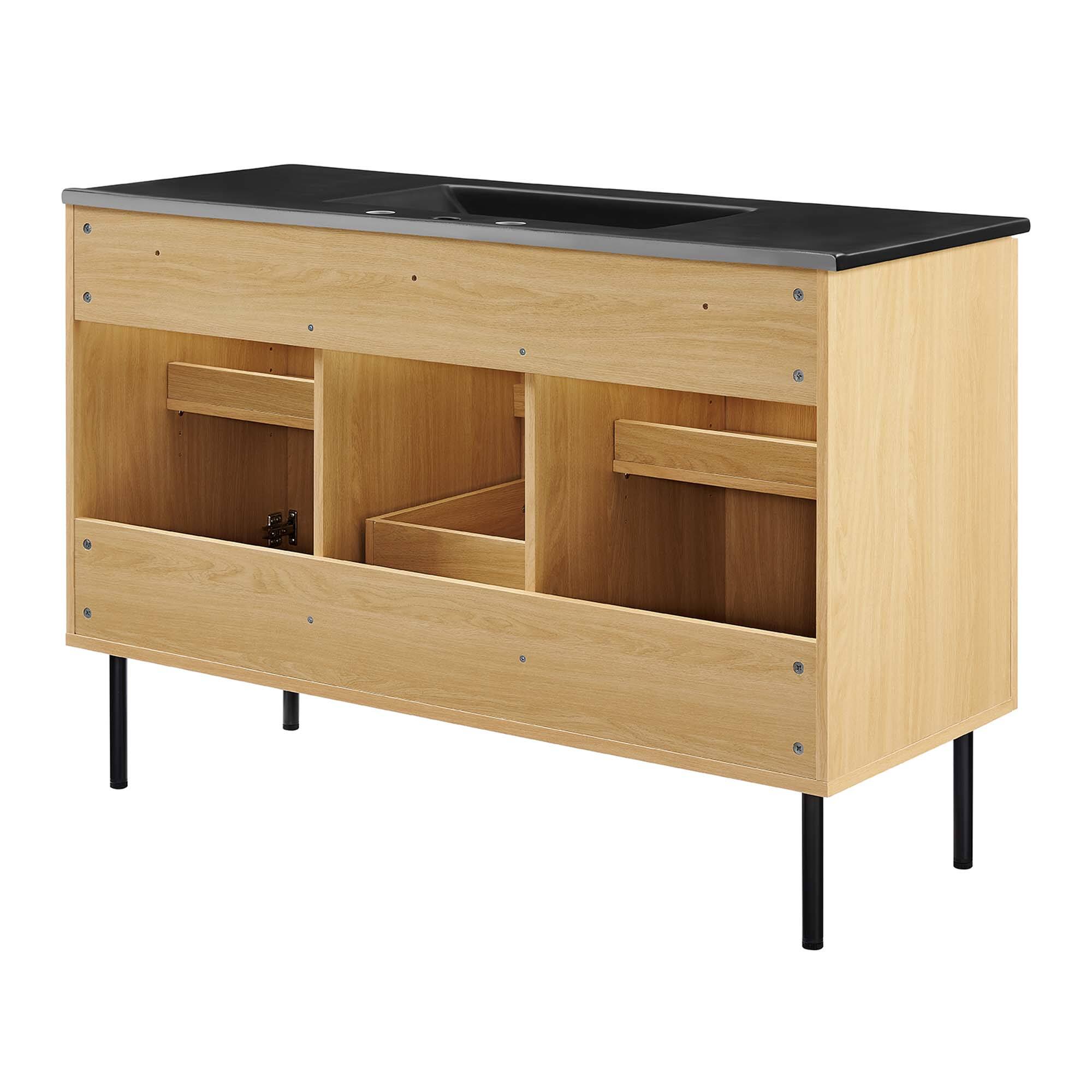 Alt View 6. Modway - Chaucer Bathroom Vanity with Black Basin Included by Modway - Oak Black.