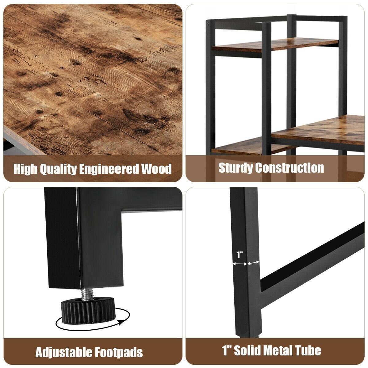 High Quality Engineered Wood, Sturdy Construction, 1" Solid Metal Tube, 1" Adjustable Footpads