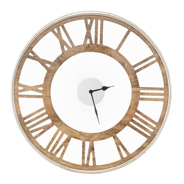 Front. Hivvago - Hivvago 20-inch Classic Farmhouse Natural Wood Roman Numerals Wall Clock - Natural Wood.