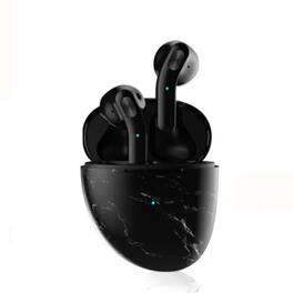 Kitcheniva - Marble Pebble Twin Bluetooth Headphones For Music Calls And Everyday Wireless Use - Black