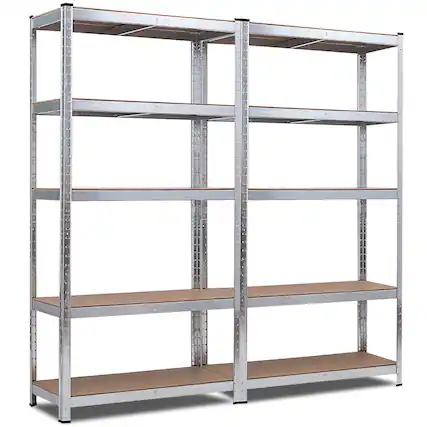 Front. Costway - Costway 2 PCS 72-Inch 5-Tier Storage Rack Adjustable Garage Shelf Shelving Unit - Silver.