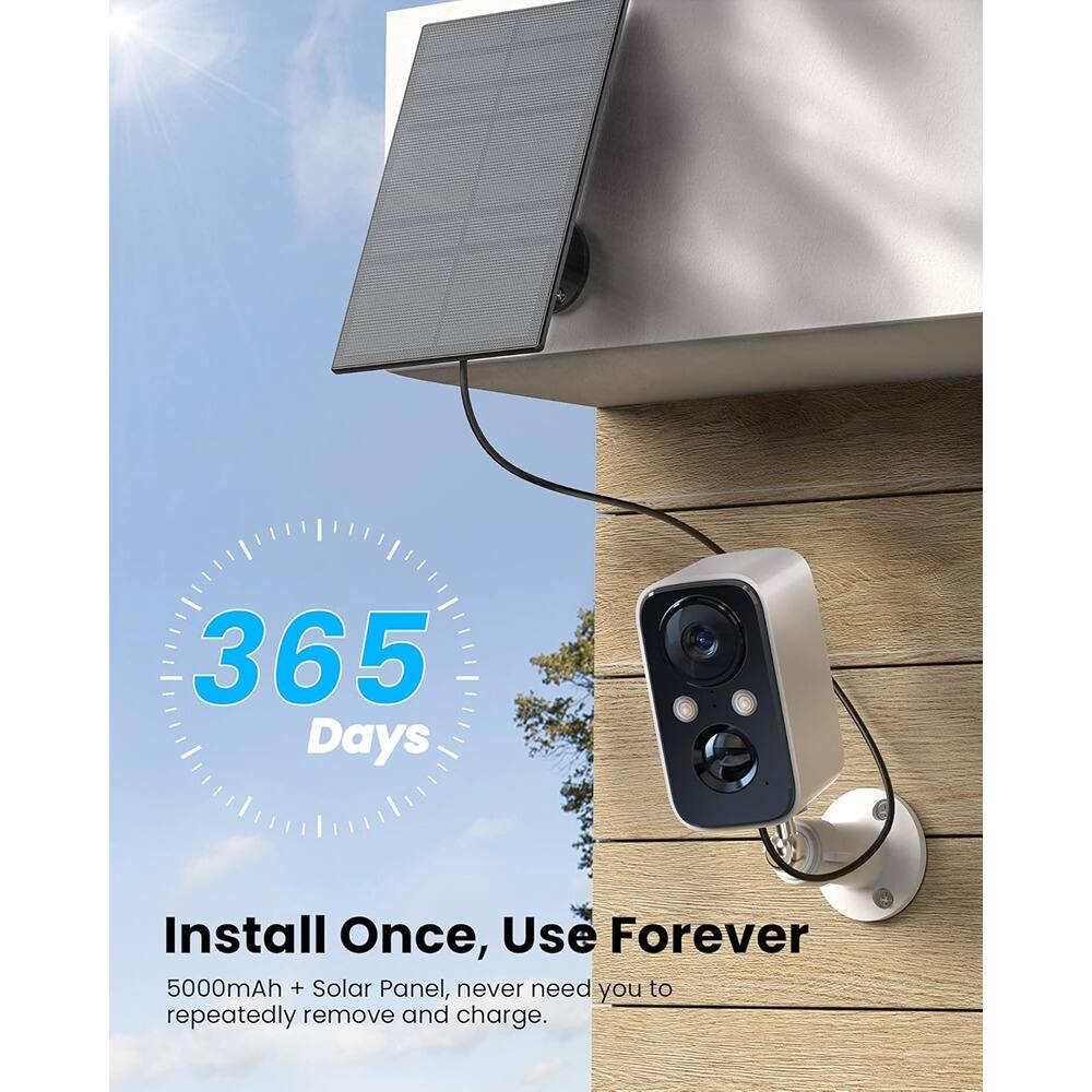 365 Days  
Install Once, Use Forever  

5000mAh + Solar Panel, never need you to repeatedly remove and charge.