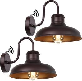 Nordic Hygge - 2-Pack Dusk to Dawn Outdoor Wall Lights, Waterproof Farmhouse Gooseneck Barn Lights, 11.5'' Oil-Rubbed Brown - Oil-Rubbed Bronze