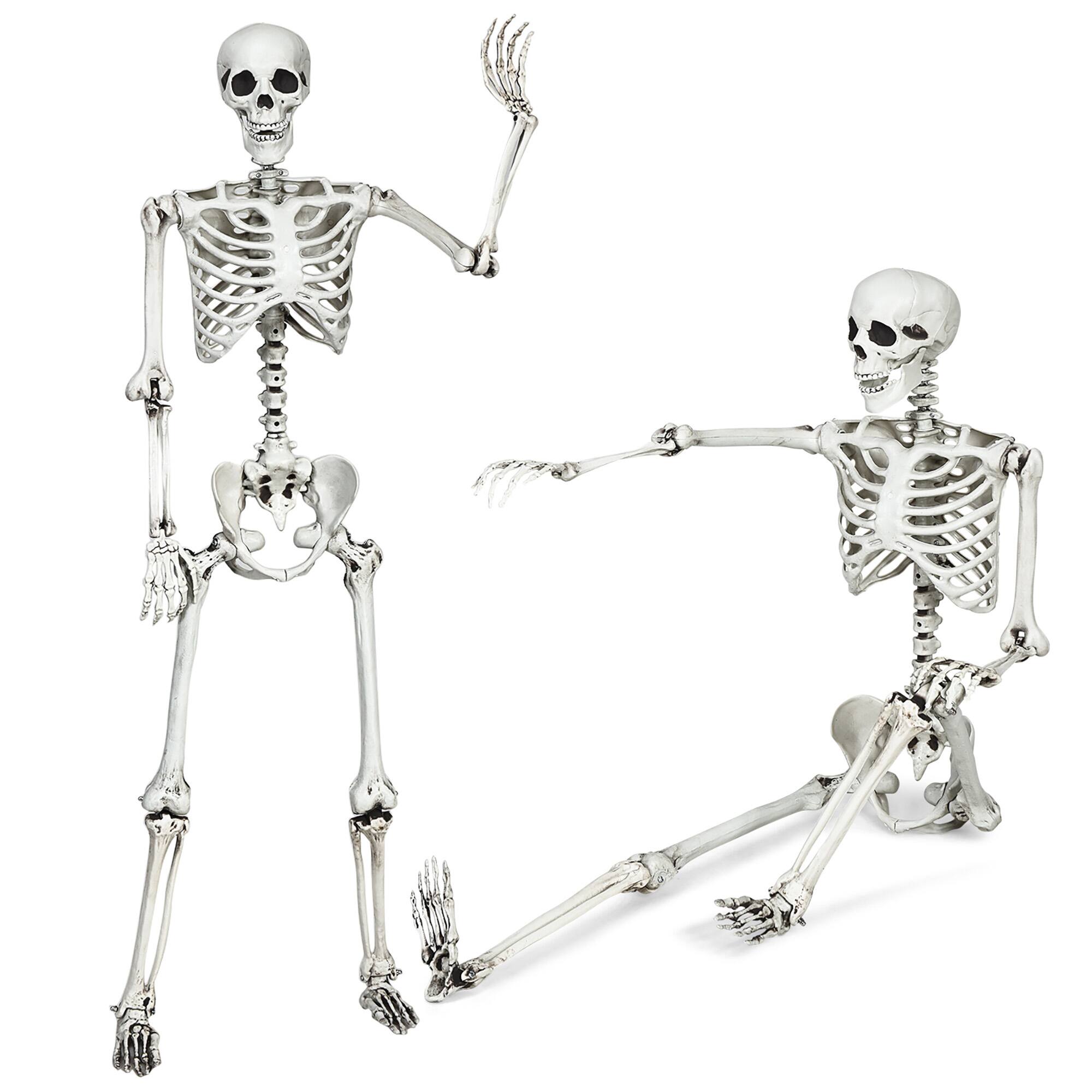 Alt View 1. Costway - Costway 5.4ft Halloween Skeleton Life Size Realistic Full Body Hanging w/ Movable Joints Advent Calendar - Grayish White.