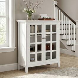 Simpli Home - Acadian 39 inch Wide Solid Wood Transitional Storage Cabinet - White