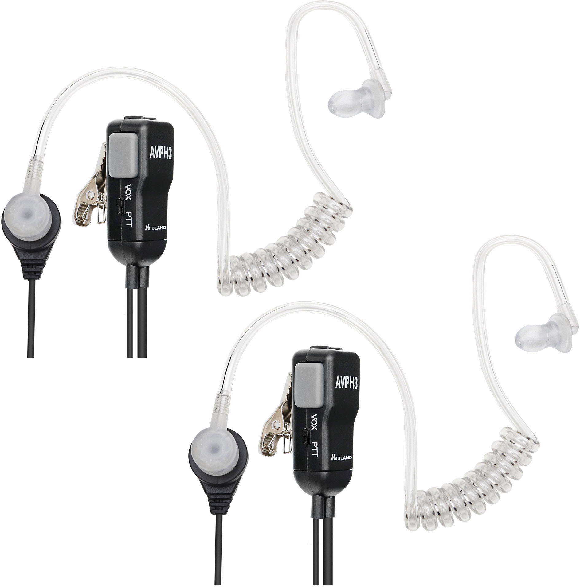 Left View: Midland - AVP-H3 Transparent Security Headsets