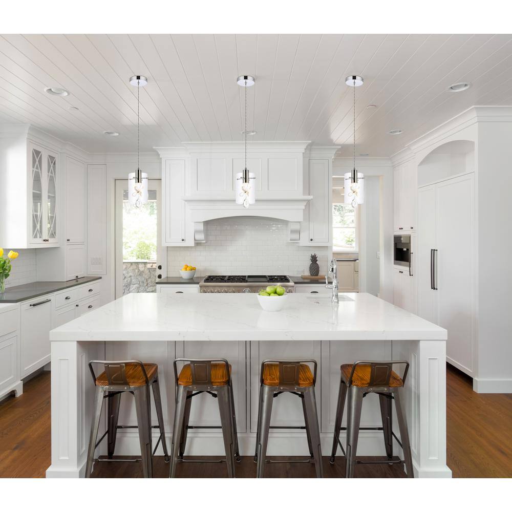 Back. Elegant Lighting - Hana 1 light Chrome Pendant - Chrome.