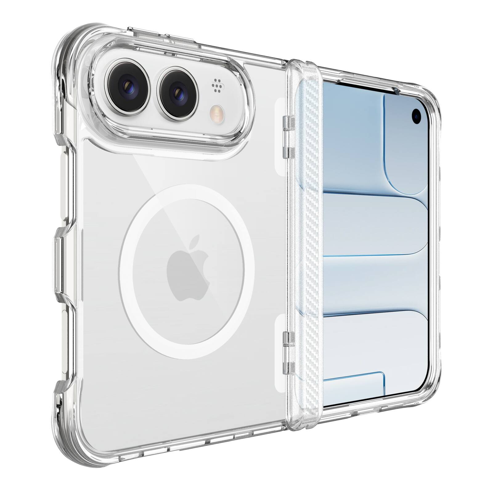 Front. Dteck - For Apple iPhone Duo Clear Fold Magnetic Case Shockproof PC+TPU Protection Hinge Cover - Clear.