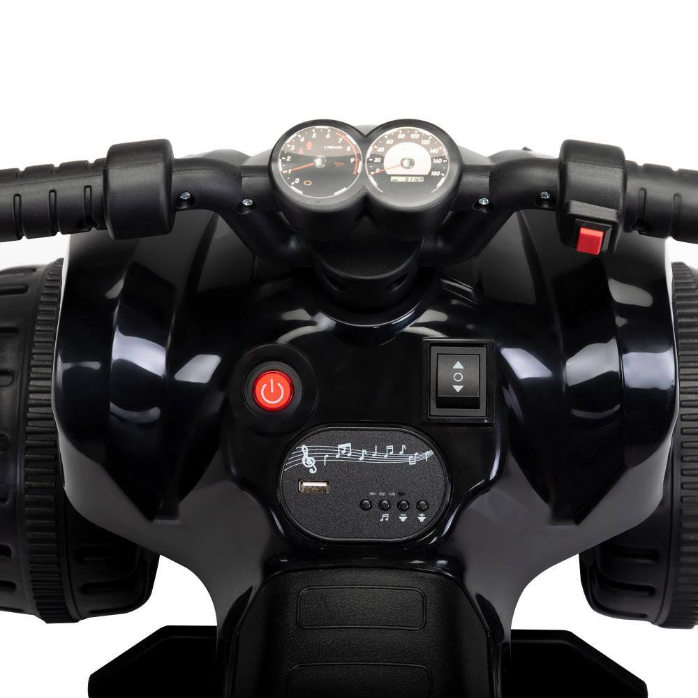 Back. BreeBe - Kids 6V Electric Ride On ATV, Battery Powered Quad Car with Music, LED Lights, Spray Toy, 4 Wheels for Toddlers 3-5 - Black.