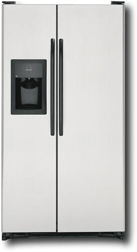 Front Standard. GE - 25.1 Cu. Ft. Side-by-Side Refrigerator with Thru-the-Door Ice and Water - CleanSteel.