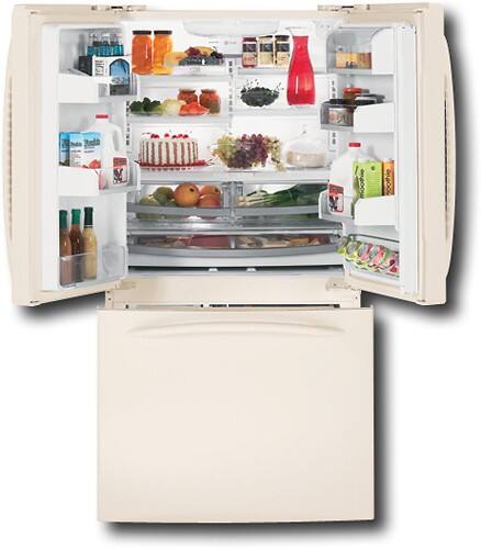 Best Buy Ge Profile 20 9 Cu Ft Side By Side Refrigerator With Bottom Mount Freezer Bisque On Bisque Pfcf1njxcc