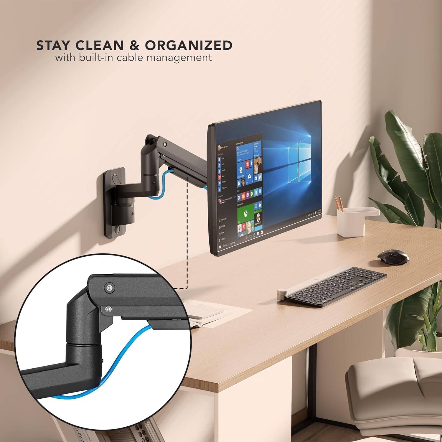 STAY CLEAN & ORGANIZED  
with built-in cable management