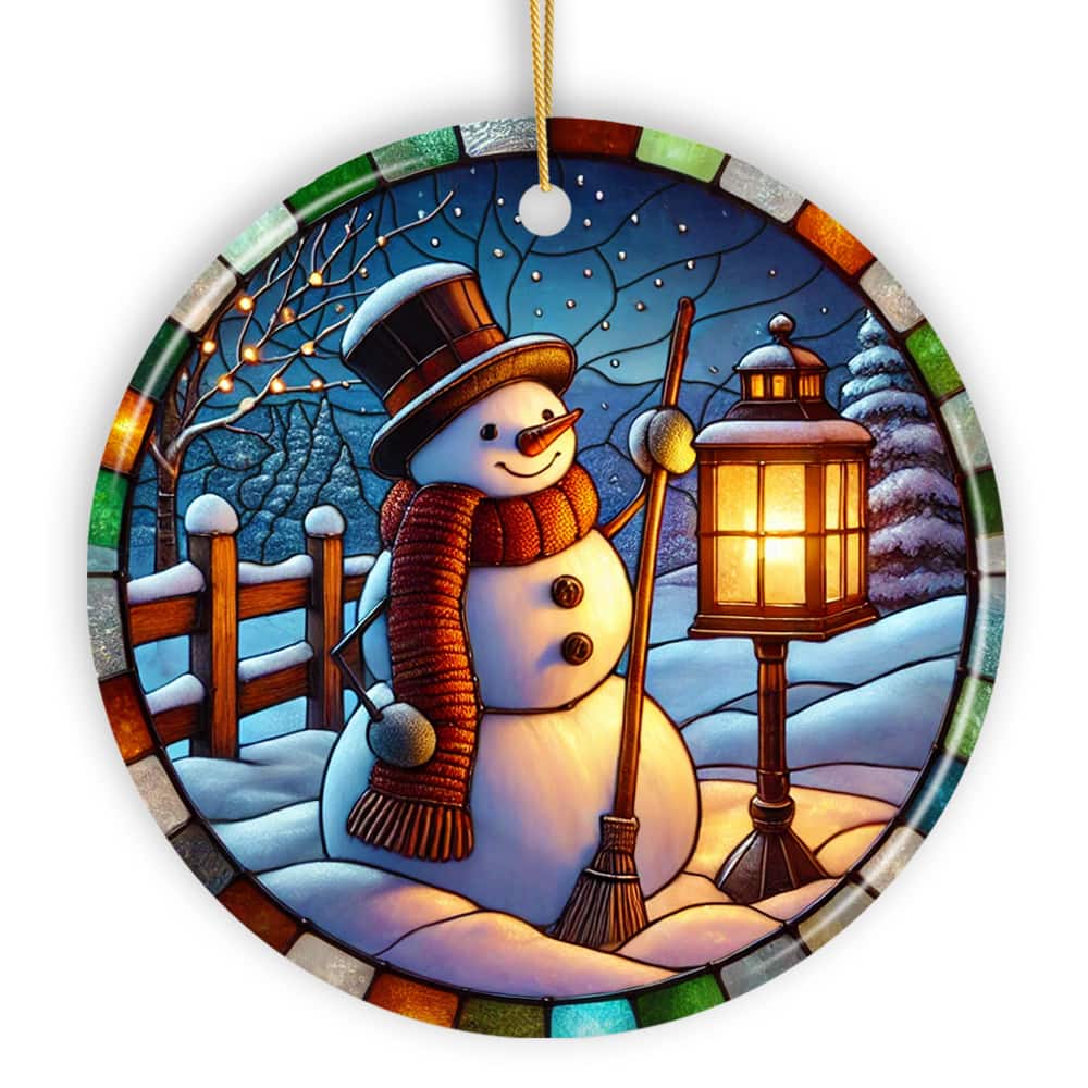 OrnamentallyYou - Serene Lantern Light Snowman with Top Hat Ornament Gift for Joyful Winter Decor Version 2 - Multi-colored