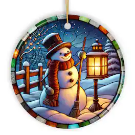 OrnamentallyYou - Serene Lantern Light Snowman with Top Hat Ornament Gift for Joyful Winter Decor Version 2 - Multi-colored