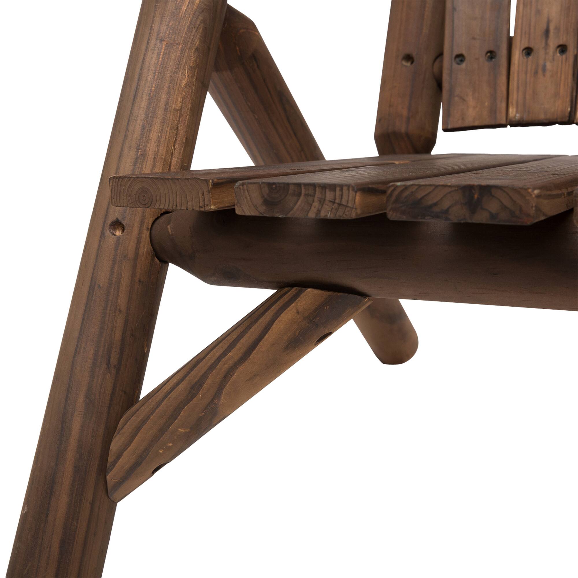 Alt View 8. Outsunny - 2-Seat Wooden Adirondack Chair, Patio Bench with Table, Outdoor Loveseat Fire Pit Chair for Porch, Backyard, Deck - Carbonized.