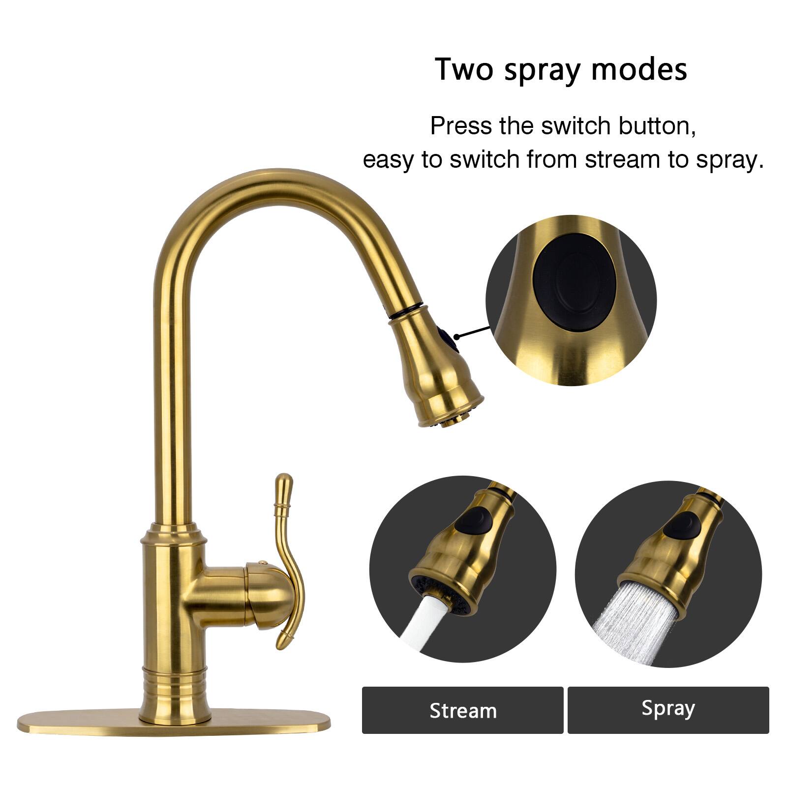 Two spray modes  
Press the switch button, easy to switch from stream to spray.  

Stream  
Spray