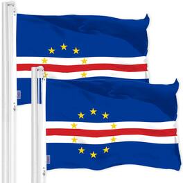 G128 - 2-Pack Cape Verde Flag 3x5 ft LiteWeave Pro 150D Polyester Indoor/Outdoor - Blue, Red, White, Yellow