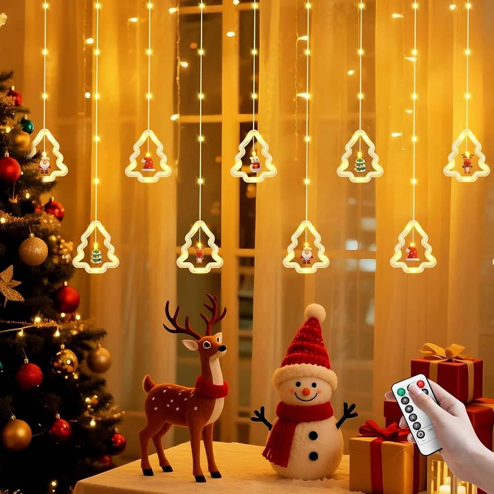 MOSZAR LLC - Tree Curtain Lights – Warm White, Remote Control, IP65 Waterproof