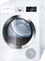 Bosch - 800 Series 4.0 Cu. Ft. 15-Cycle High-Efficiency Compact Electric Dryer - White/Chrome - Front_Standard