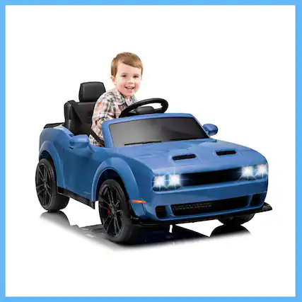 Front. Qeetex - Kids Electric Vehicles Toy Car 16V Ride On Car for Kids Best Gifts, Blue - Blue.