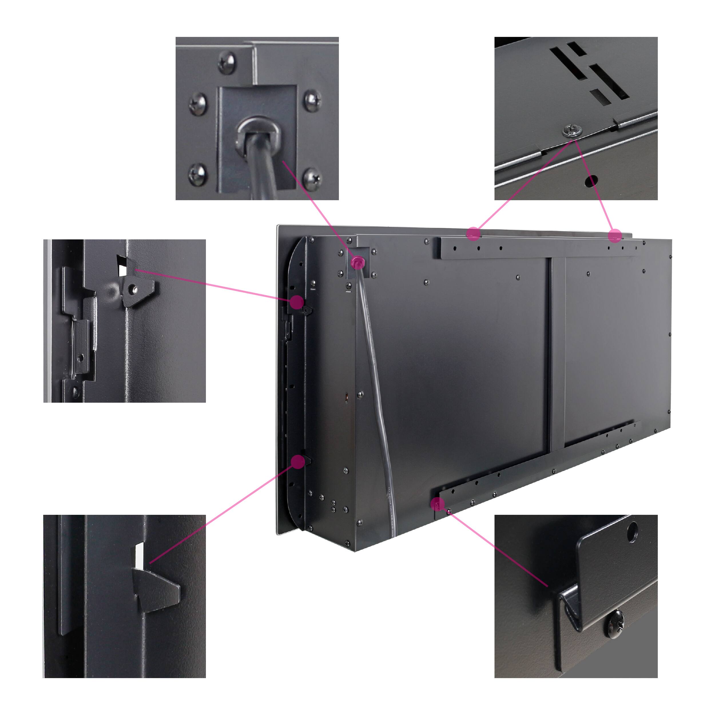 Alt View 4. Mondawe - 60" Ultra-Thin Recessed & Wall-Mount Electric Fireplace with Multi-Color Flames - Black.