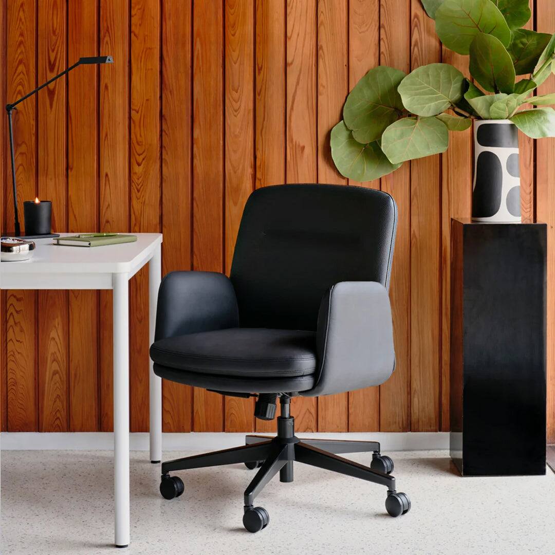 Left. Branch Furniture - Softside Chair Mid Back - Vegan Leather Black.
