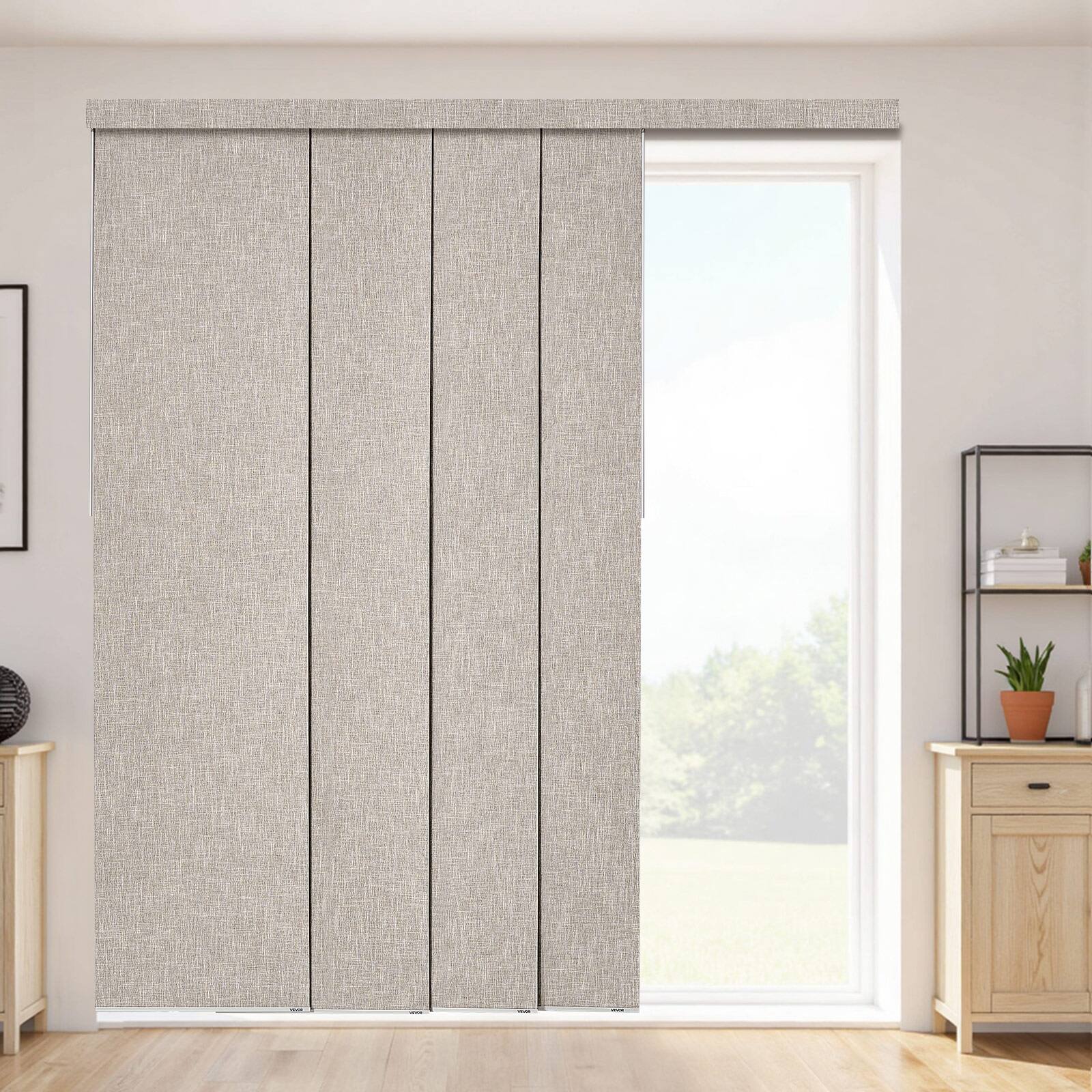 VEVOR - Panel Track Blinds,Extendable Track from 45.8 in to 86 in W,Trimmable Panel Curtains Up to 96 in H,Blackout Panel Blinds - Brown