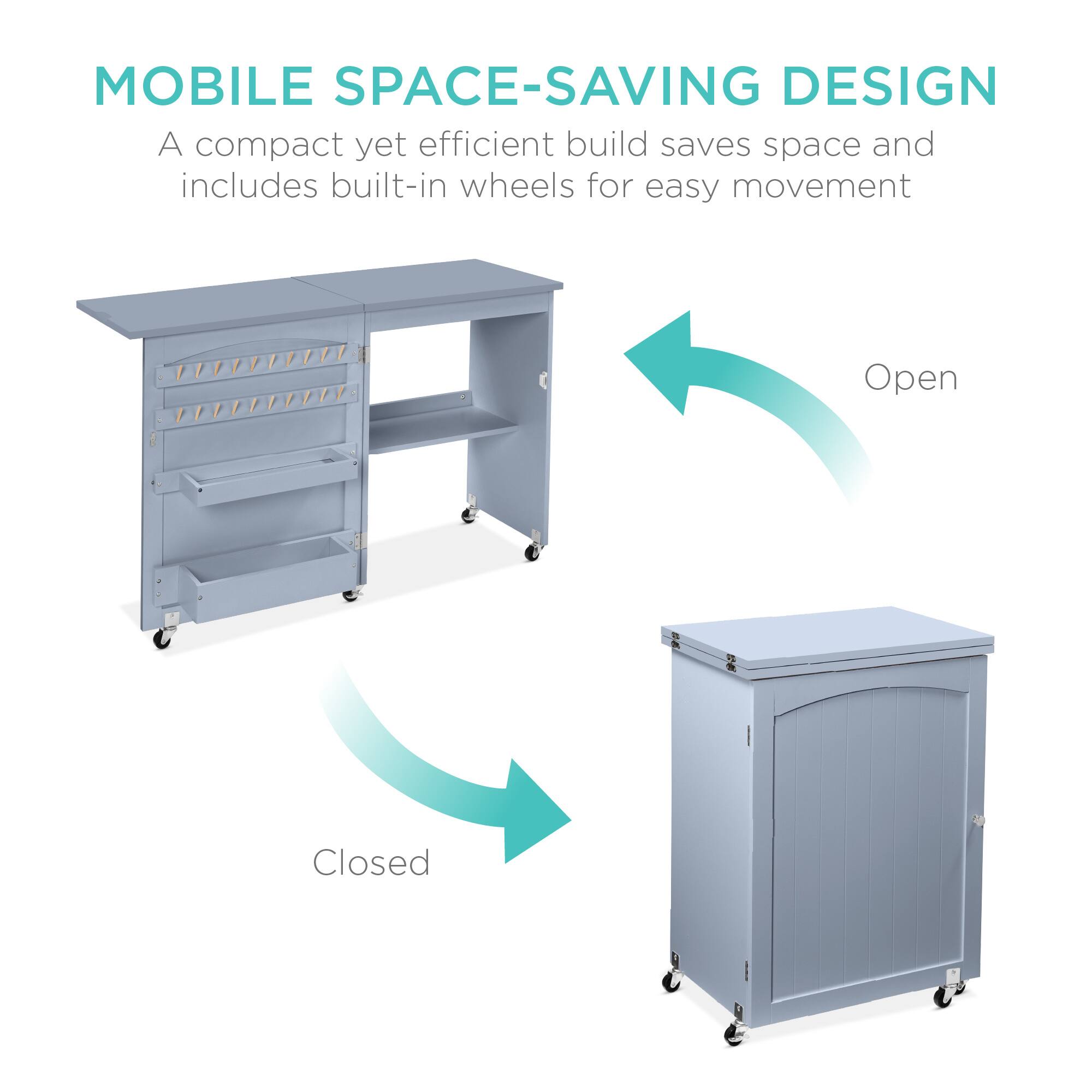 MOBILE SPACE-SAVING DESIGN  
A compact yet efficient build saves space and includes built-in wheels for easy movement  

Open  
Closed