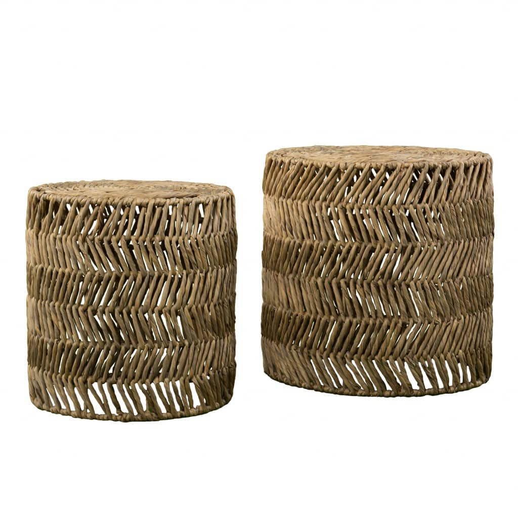 Hivvago - Set Of Two 18 Inch Woven Rattan End Tables - Brown