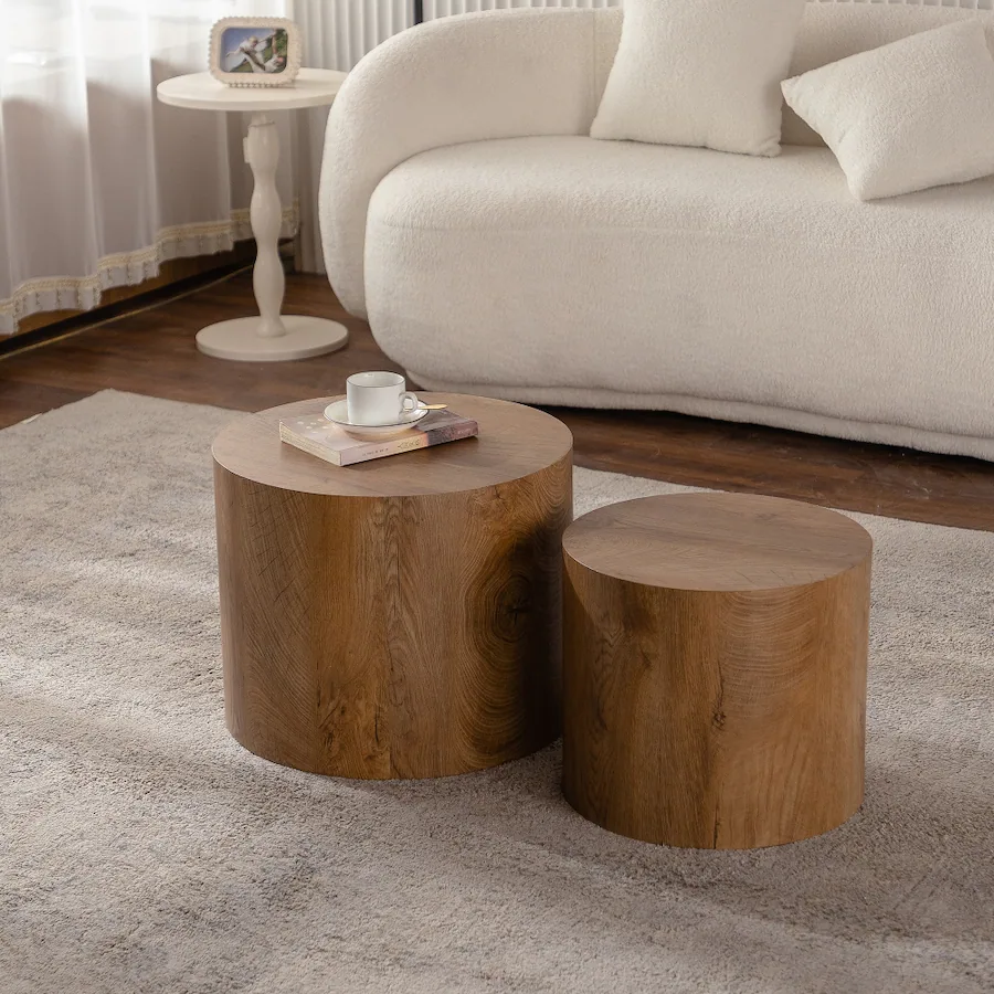 Format Table Stting Loheer Nesting Coffee Table Set of 2 Round Wooden Modern Circle Table ...