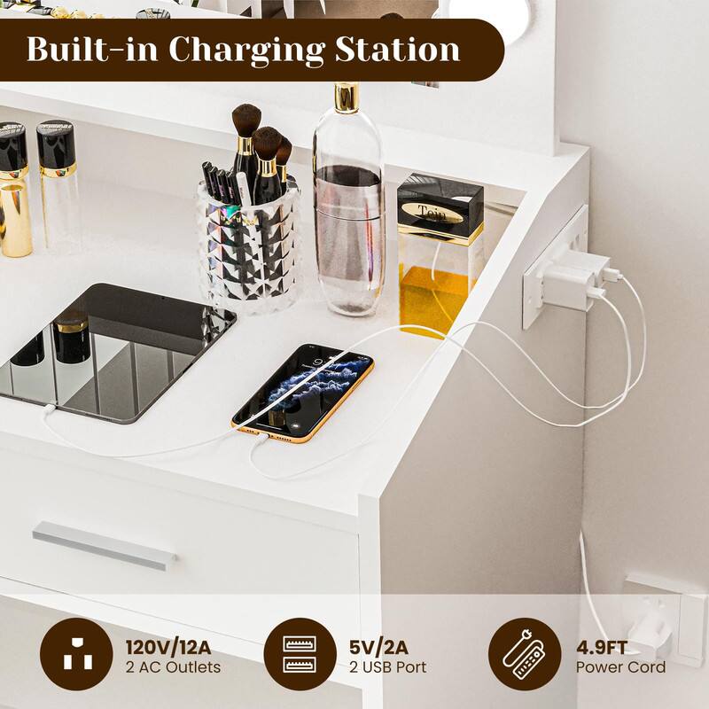 Built-in Charging Station

- 120V/12A
- 2 AC Outlets
- 5V/2A
- 2 USB Port
- 4.9FT Power Cord