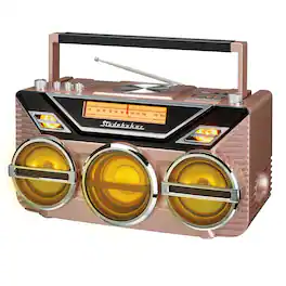 Studebaker - SB2165RG Portable Avanti Stereo Boombox with Bluetooth, CD, FM Stereo Analog Radio and Subwoofer - Rose Gold