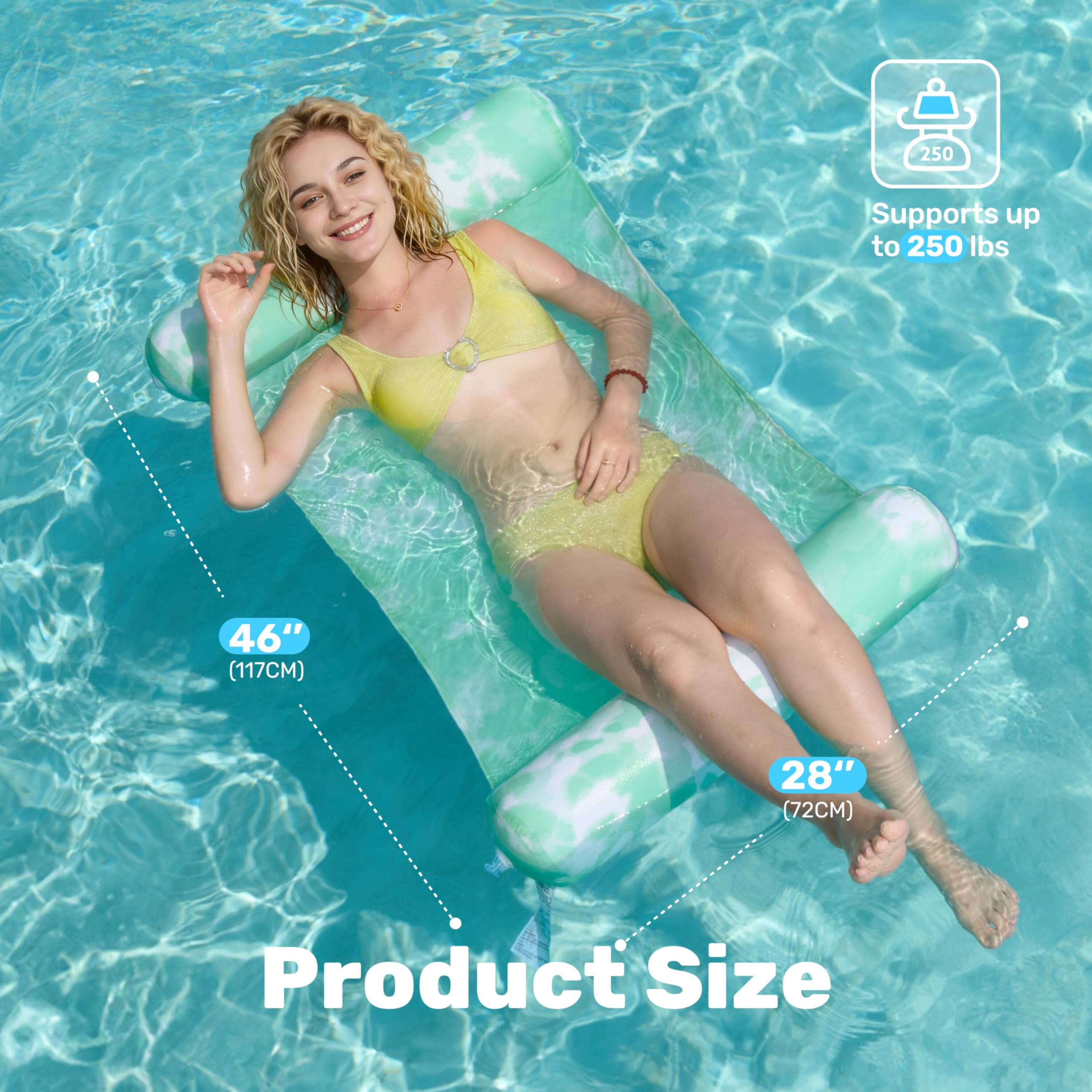 250 Supports up to 250 lbs  
46" (117CM)  
28" (72CM)  
Product Size
