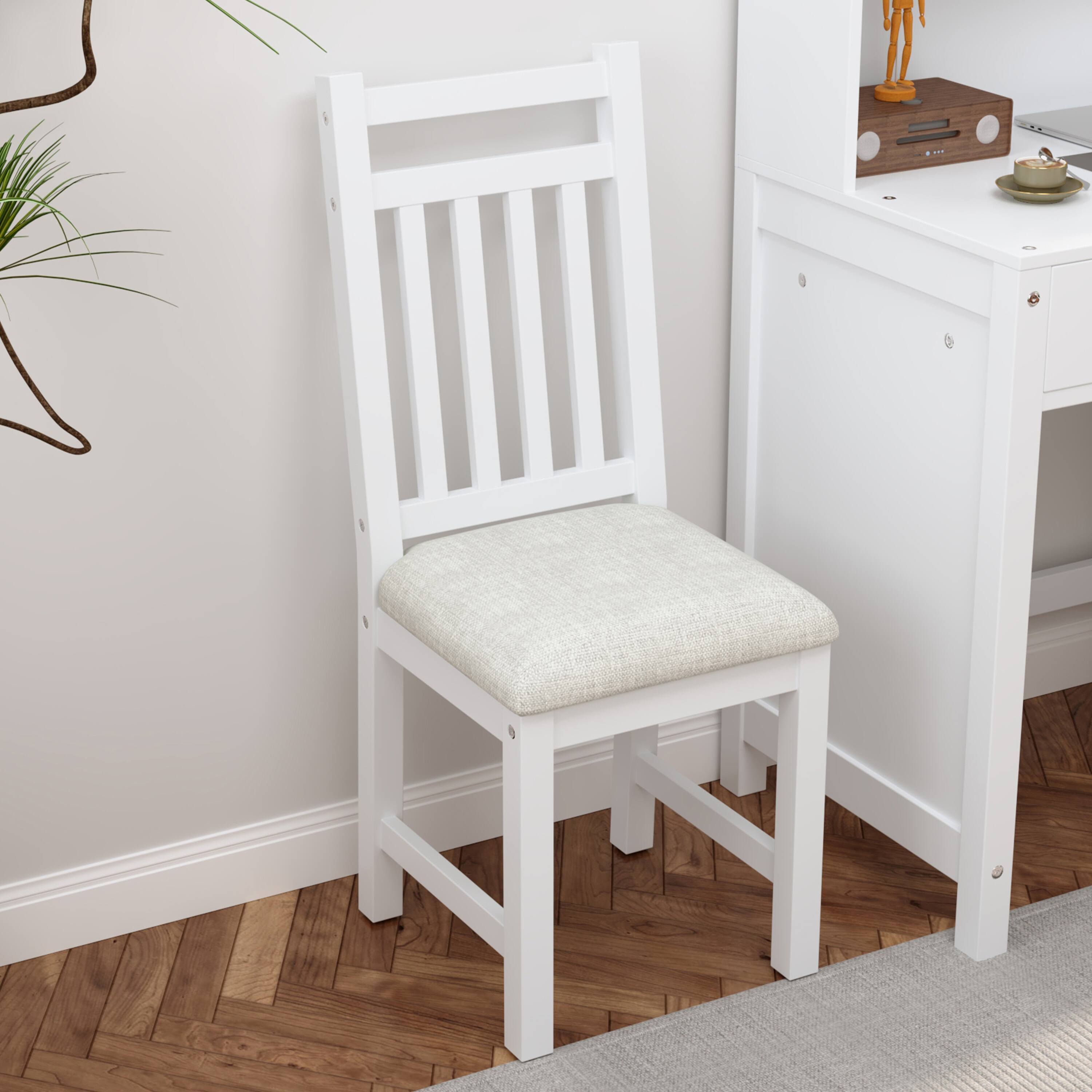 Alt View 1. Tiramisubest - Vintage 40" Home Executive Desk and Upholstered Chair Set,Computer Desk with 4 Drawers,Storage Shelf and Chair,White - White.