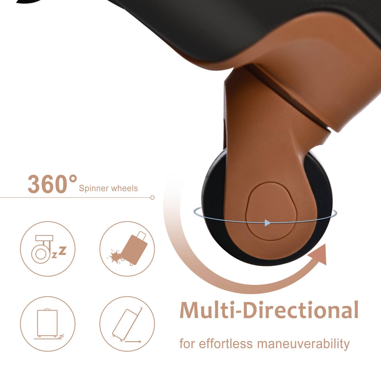 360° Spinner wheels

Multi-Directional for effortless maneuverability