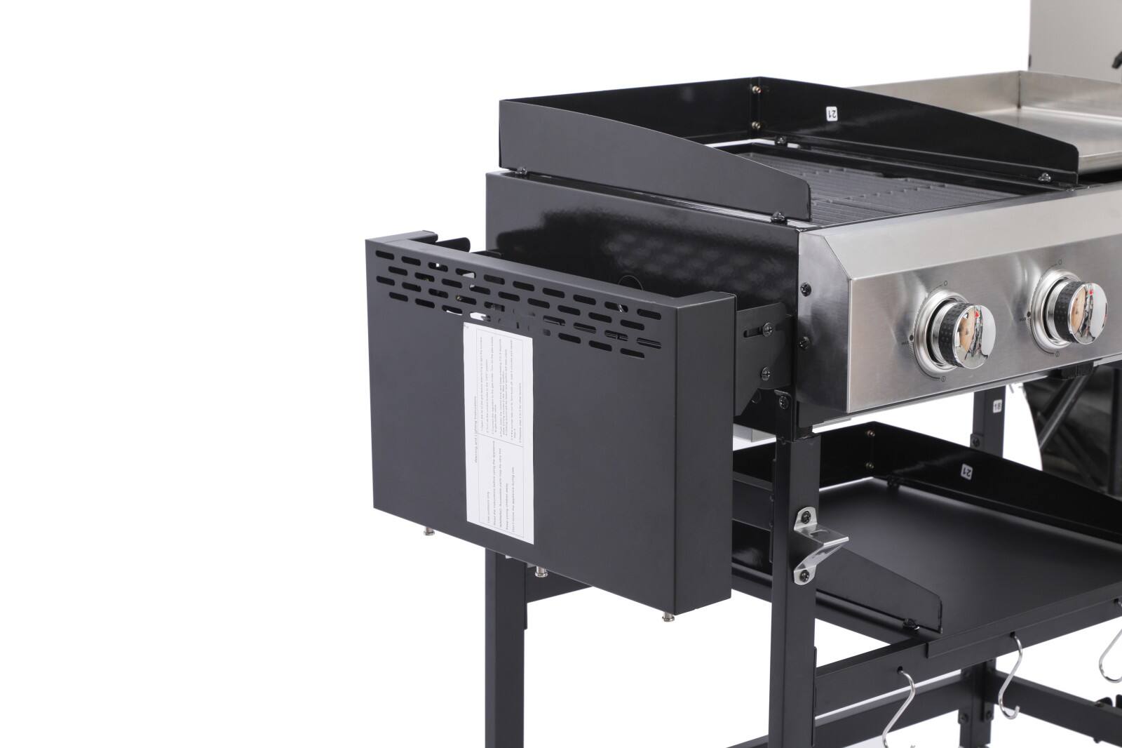 Alt View 7. Ecooso - 2 Burner Gas and Plancha Combo Grill，Durable Cast Iron Grids, Enamel Stove Body, 38240BTU High Power, Large Cooking Area - Black+Silver.