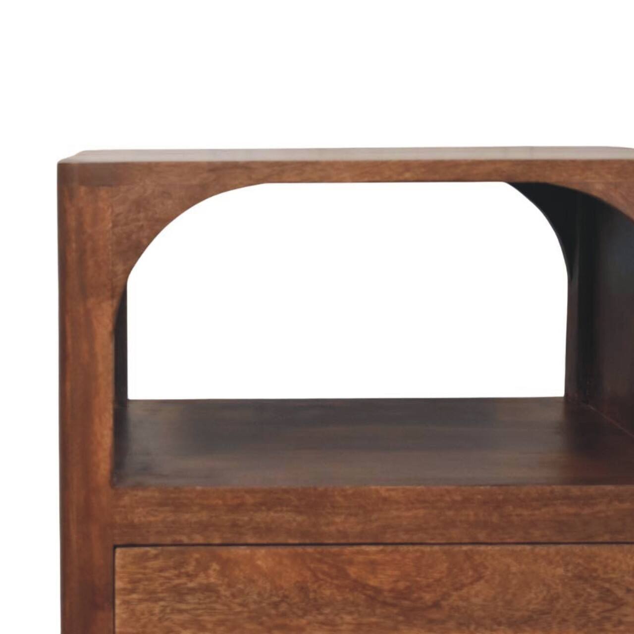 Back. Artisan Furniture - Artisan Furniture Solid Wood Arc-Line Bedside Table, 1 Drawer, Brown - Brown.